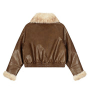 Teddy-Trim Cropped Jacket