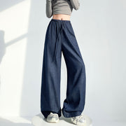 Drawstring Wide-Leg Jeans
