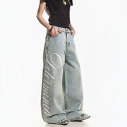 Light-Wash Wide-Leg Jeans