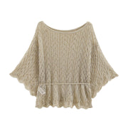 Fringed Tie-Waist Knit Top