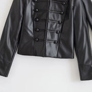 Loop-Fastening Faux Leather Jacket