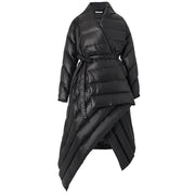 Belted Asymmetric Quilted Coat