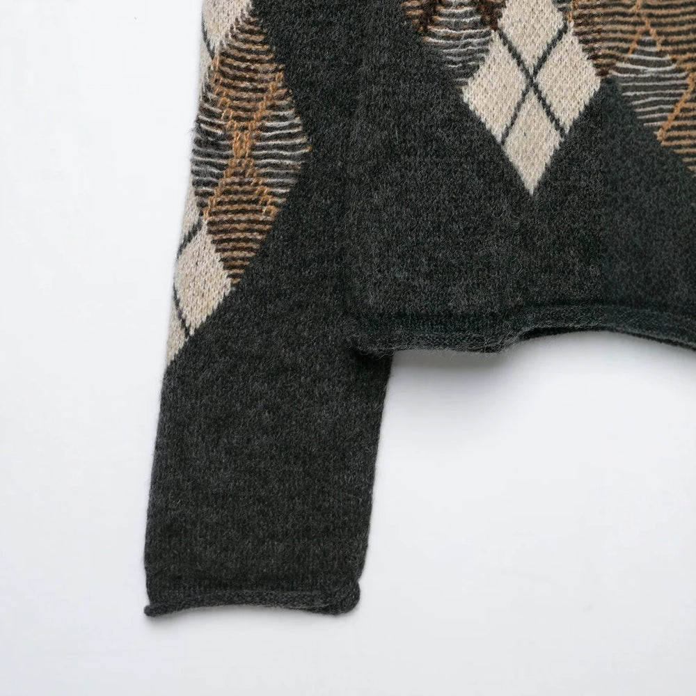 Argyle Knit Cardigan