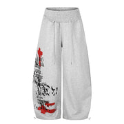 Graphic Print Wide-Leg Sweatpants