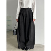 Asymmetric-Pleat Wide-Leg Trousers