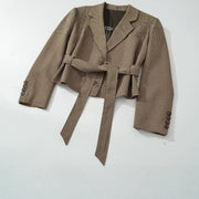 Tie-Waist Checked Jacket
