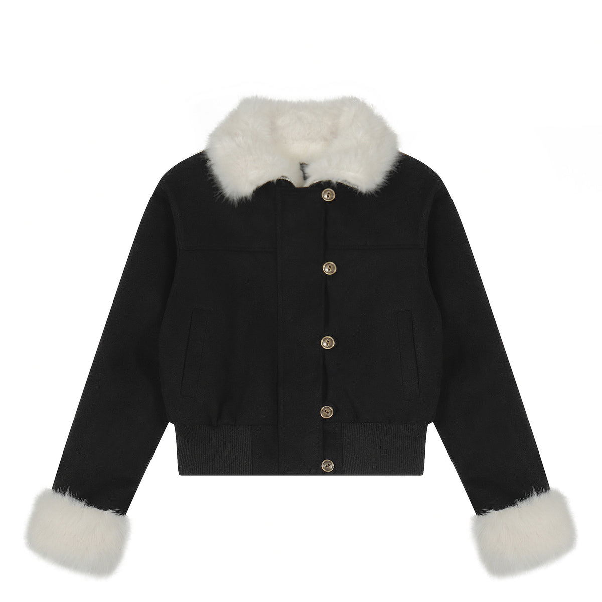 Contrast-Collar Cropped Jacket