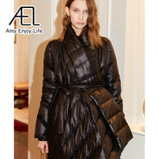 Belted Asymmetric Quilted Coat