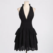 Tiered Halter Mini Dress