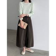Cropped Belted Wide-Leg Jeans