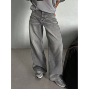 Faded Grey Wide-Leg Jeans