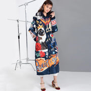 Graphic Print Longline Puffer