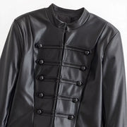 Loop-Fastening Faux Leather Jacket