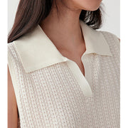 Open-Knit Polo Vest
