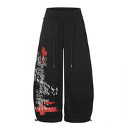 Graphic Print Wide-Leg Sweatpants