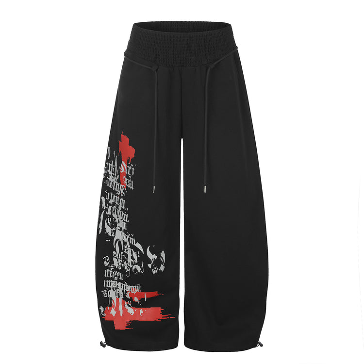 Graphic Print Wide-Leg Sweatpants