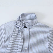 Tie-Neck Striped Shirt