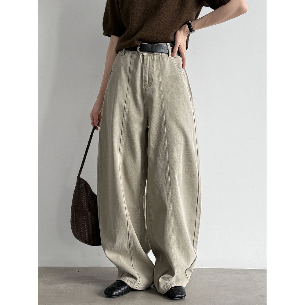 Belted Wide-Leg Denim Trousers