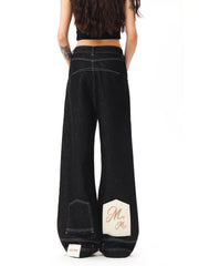 Patch-Detail Wide-Leg Jeans