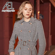 Houndstooth Tailored Long Coat