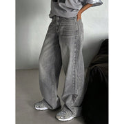 Faded Grey Wide-Leg Jeans
