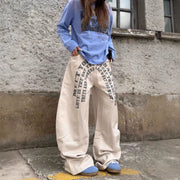 Letter Print Wide-Leg Jeans
