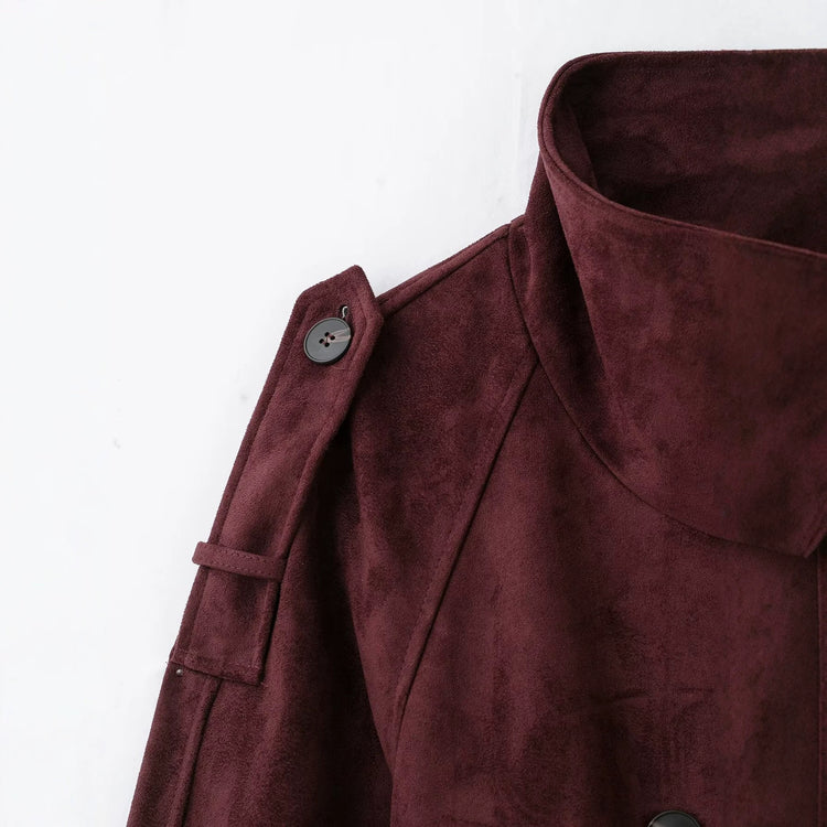 Belted Stand-Collar Jacket