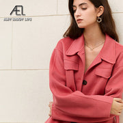 Scarf-Detail Belted Coat