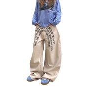 Letter Print Wide-Leg Jeans