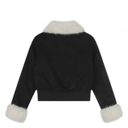 Contrast-Collar Cropped Jacket