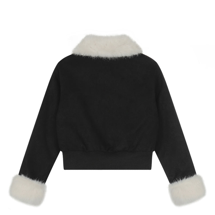 Contrast-Collar Cropped Jacket