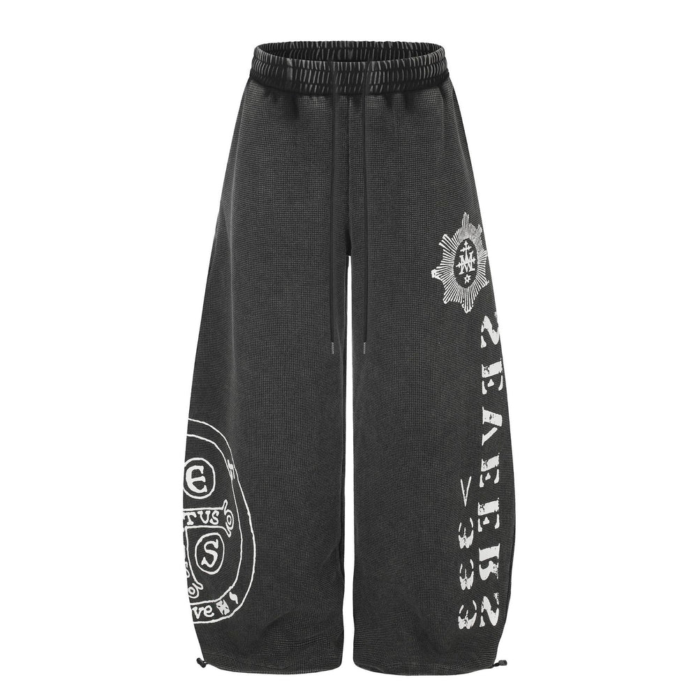 Crest Print Wide-Leg Joggers