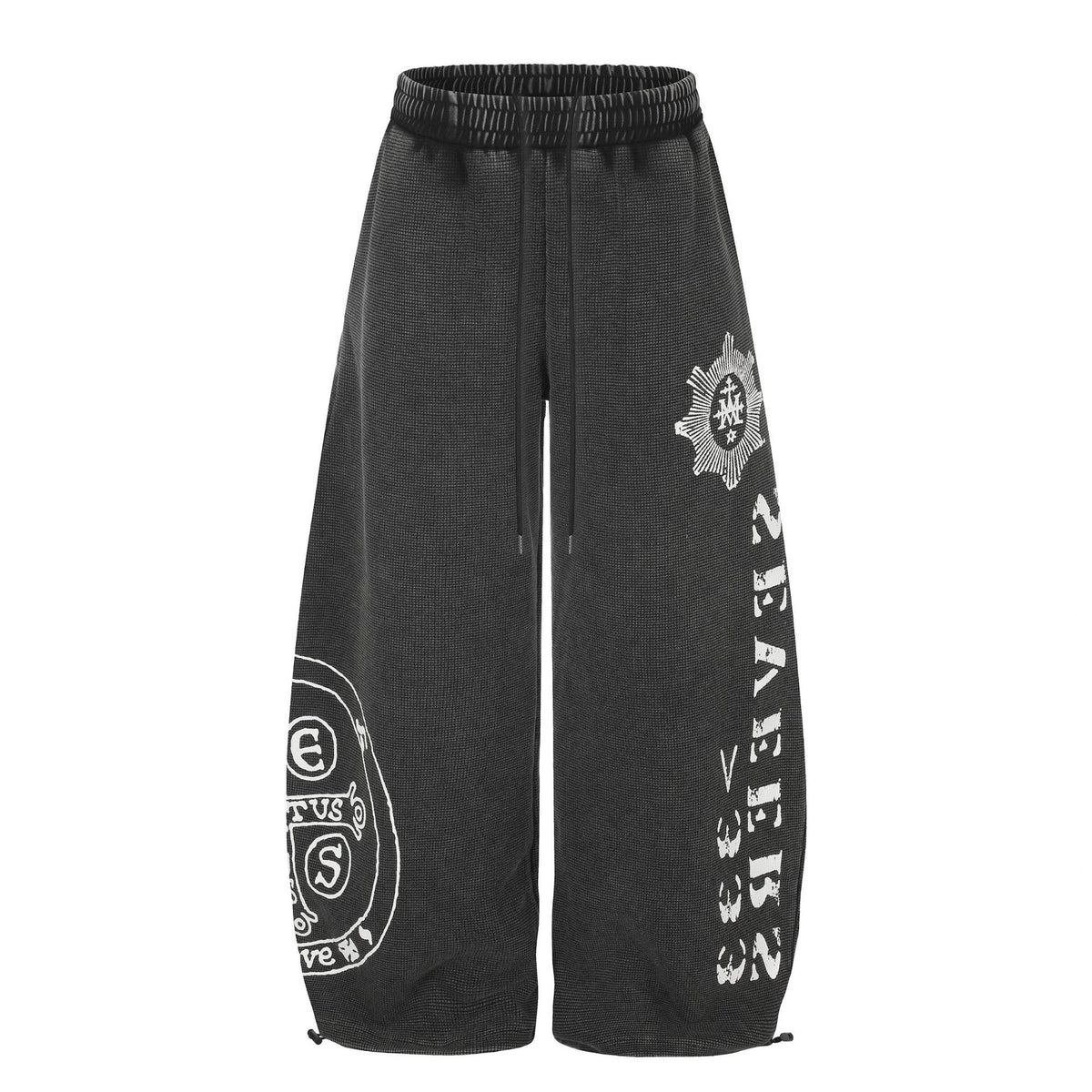 Crest Print Wide-Leg Joggers