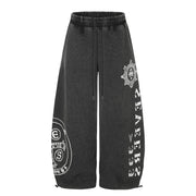 Crest Print Wide-Leg Joggers