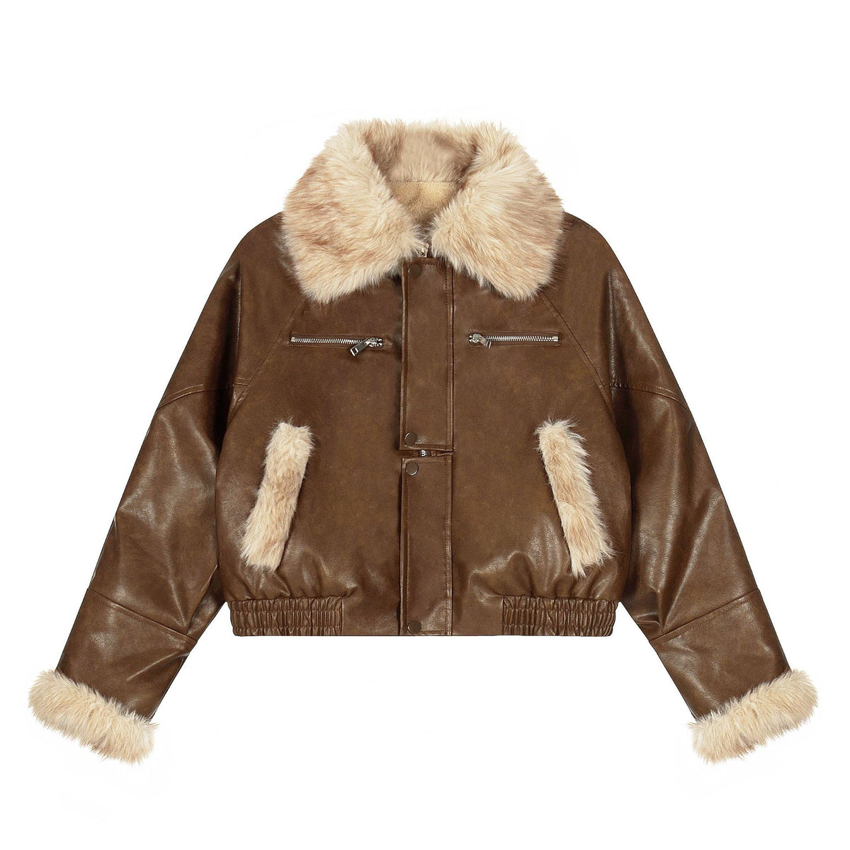 Teddy-Trim Cropped Jacket