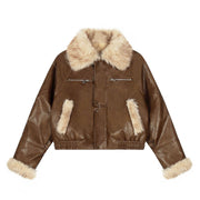 Teddy-Trim Cropped Jacket