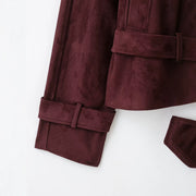 Belted Stand-Collar Jacket