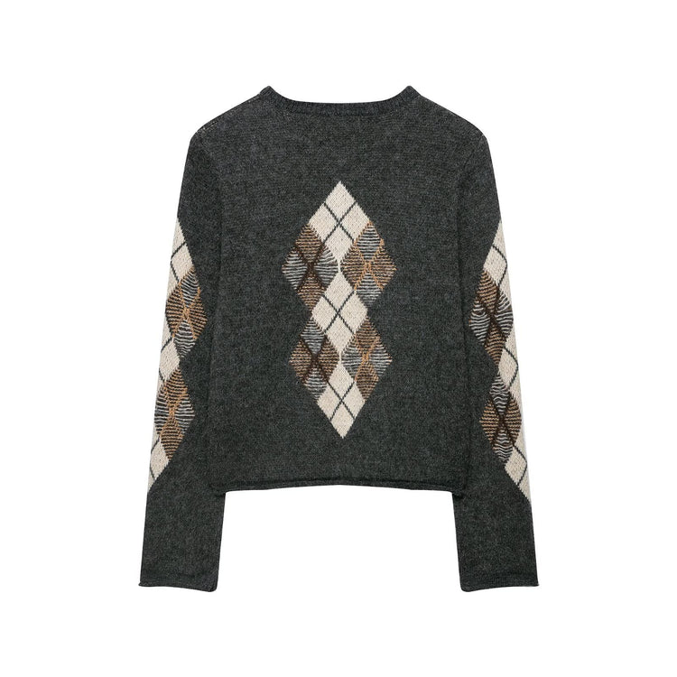Argyle Knit Cardigan