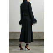 Feather-Cuff Cutout Midi Dress