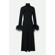 Feather-Cuff Cutout Midi Dress