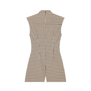 Checked Sleeveless Playsuit