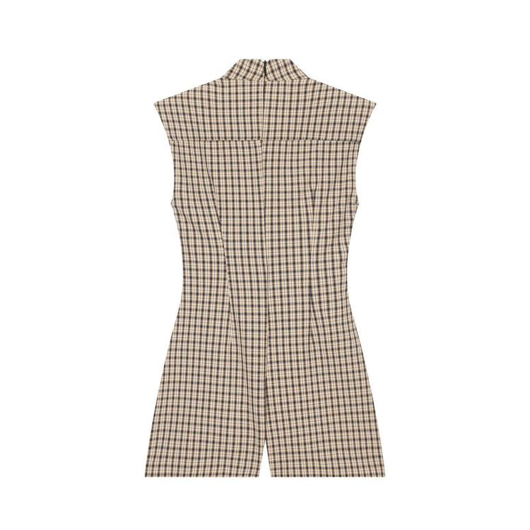 Checked Sleeveless Playsuit