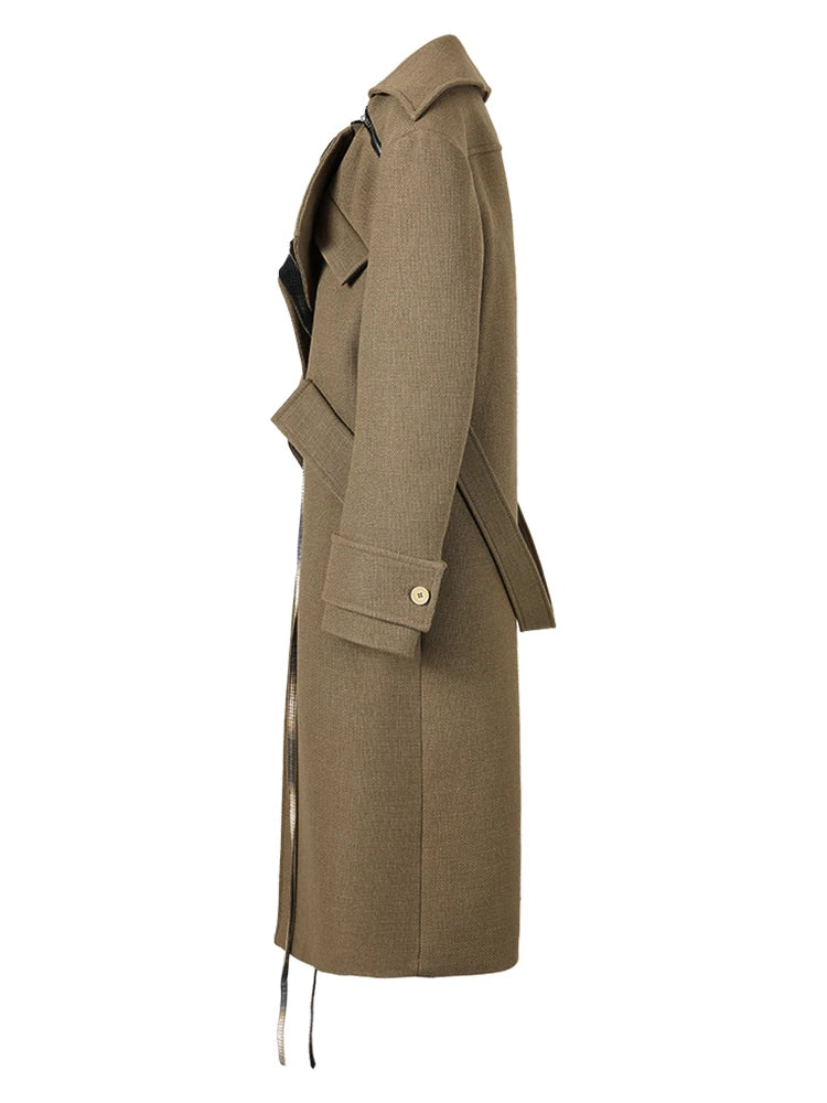 Asymmetric Panelled Long Coat