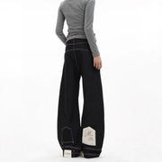 Patch-Detail Wide-Leg Jeans