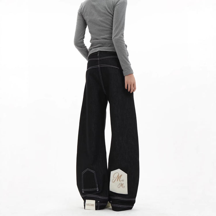 Patch-Detail Wide-Leg Jeans