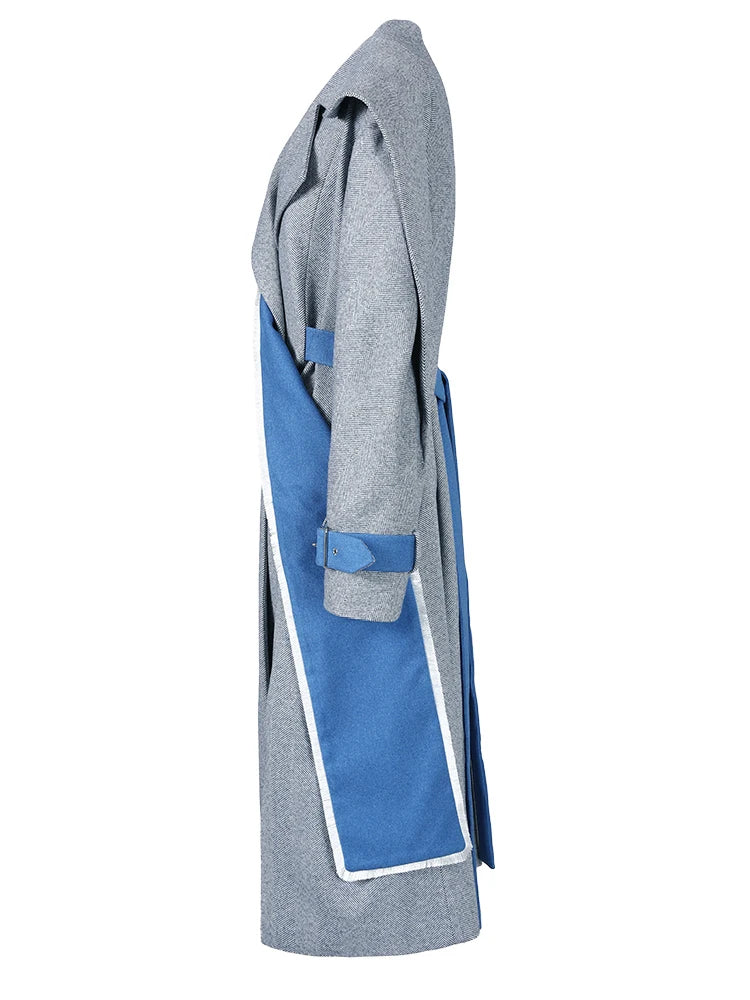 Contrast-Panel Long Coat