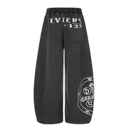 Washed Graphic Wide-Leg Joggers