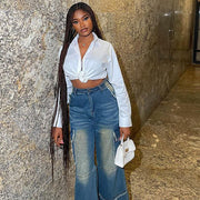 Panelled Wide-Leg Jeans