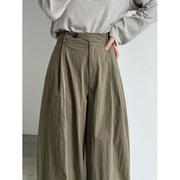 Asymmetric-Pleat Wide-Leg Trousers