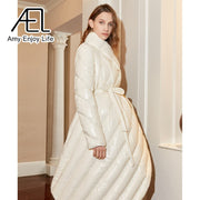 Belted Asymmetric Quilted Coat